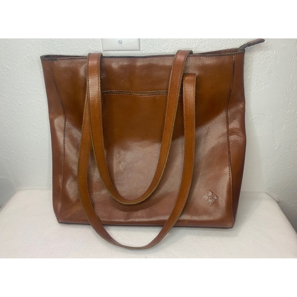 Patricia Nash Cognac Leather Tote Bag Large Vintage Style Shoulder Purse Italy